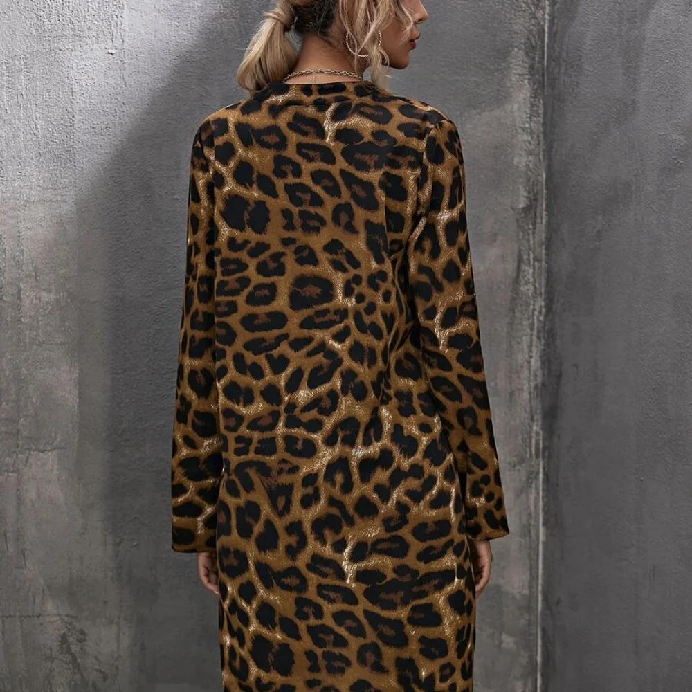 Khaki leopard Print High Low Tunic Top - Picture 5 of 9